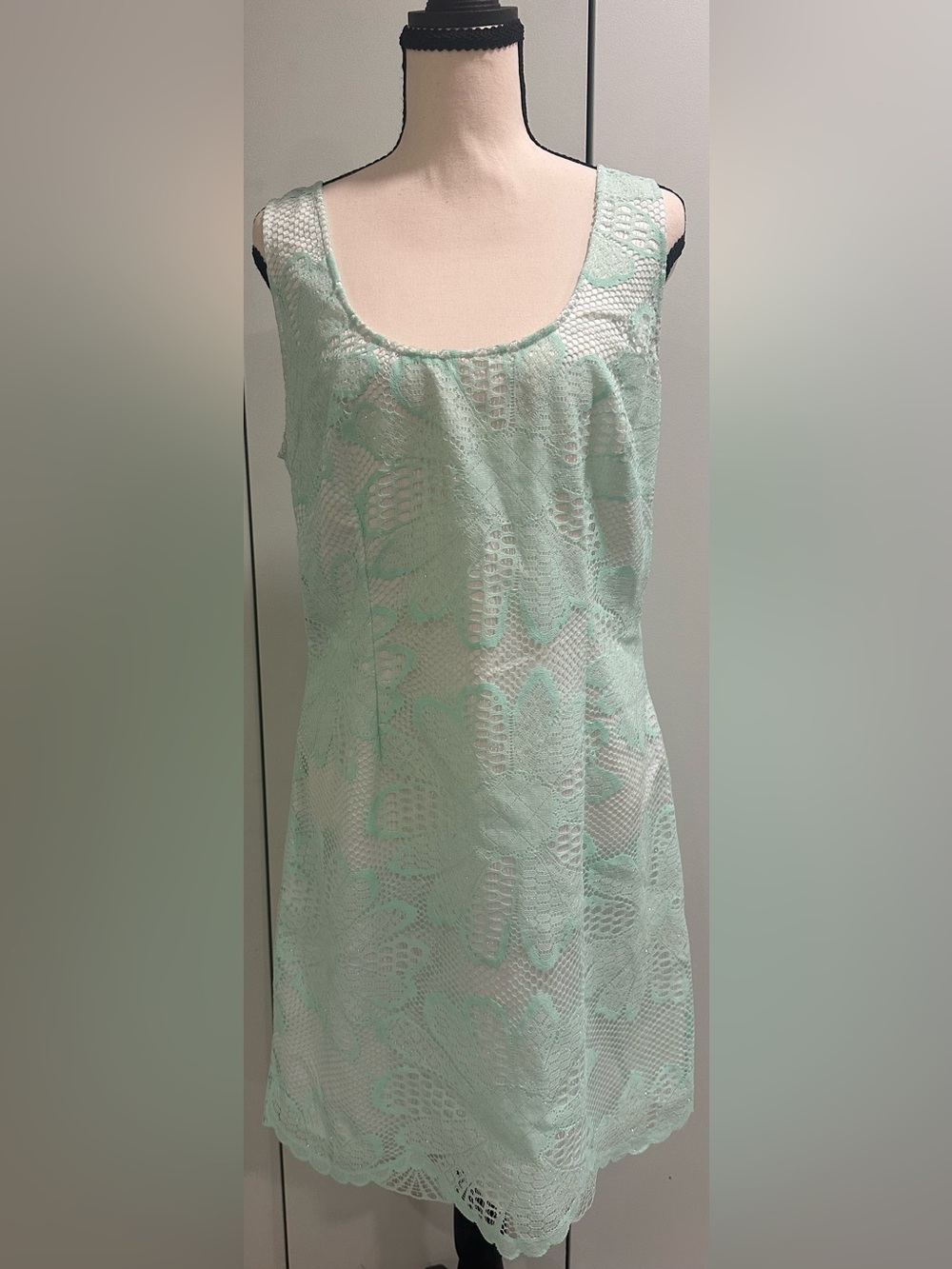 LILLY PULITZER Size 12 Women's Green Lace & White Sleeveless Zip-Up Midi Dress